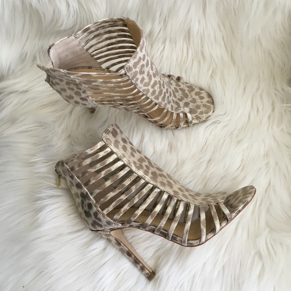 NEW ivanka trump animal print caged booties